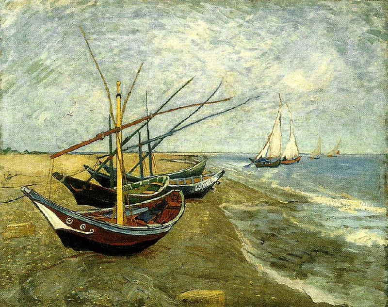 Vincent Van Gogh fiskear pa stranden vid saintes-mariesbat oil painting image
